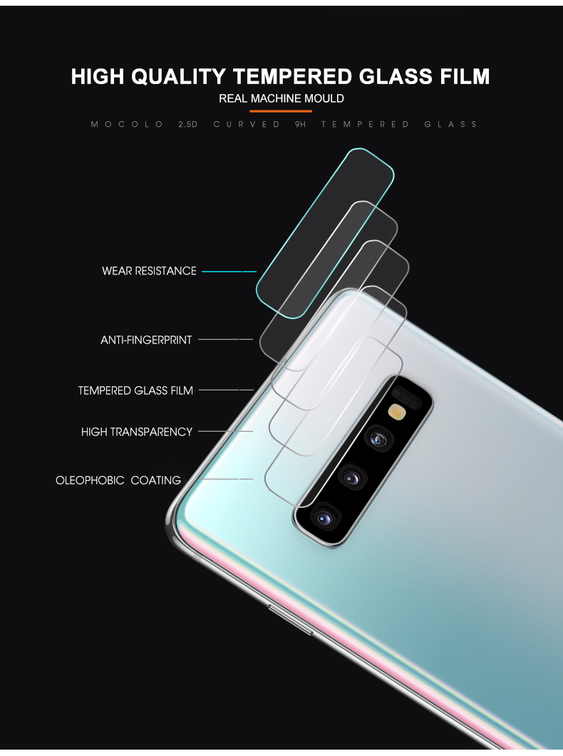 Protector De Lentes De Cámaras De Vidrio Templado MOCOLO Para Samsung Galaxy S10 Plus [ultra Claro]