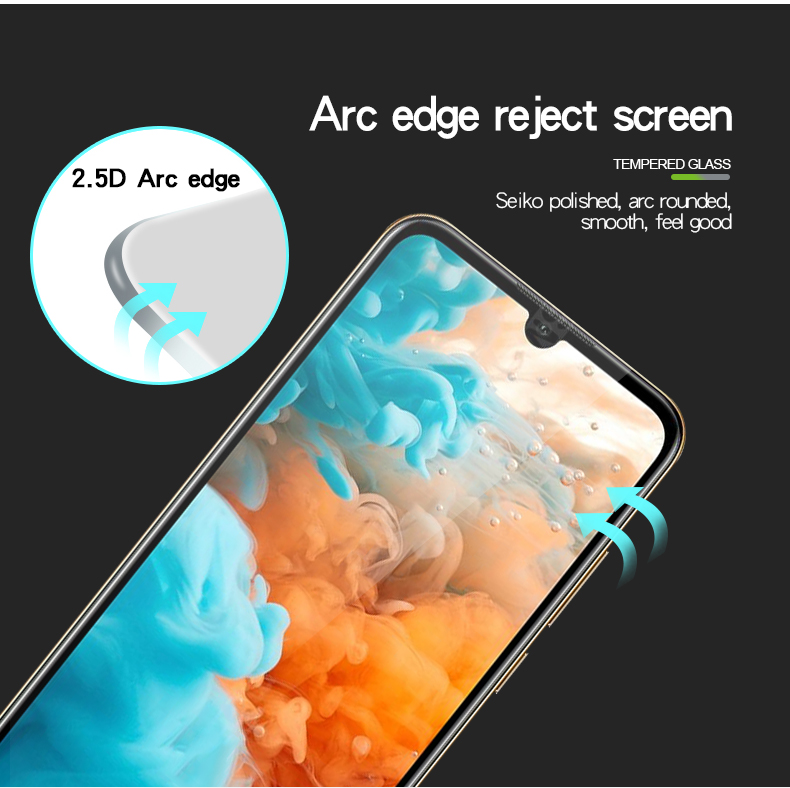 Pinwuyo Para Huawei Y6 Pro (2019) / Honor 8A Tamaño Completo el Protector de Pantalla de Vidrio Templado de Borde de Arco 2.5D Anti-explosión