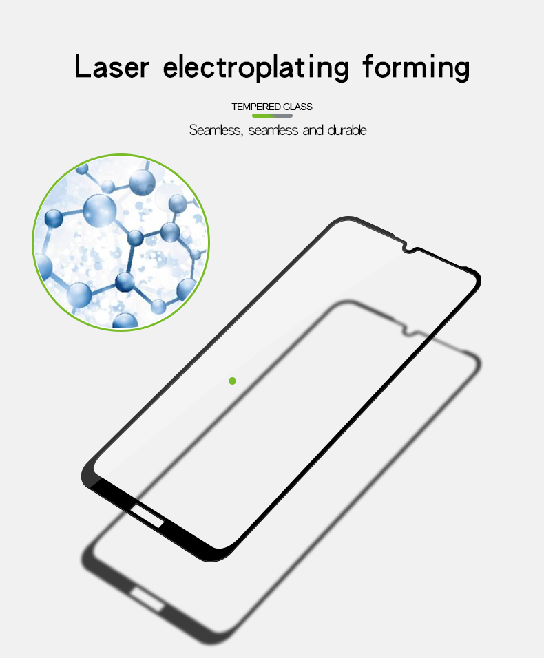 Pinwuyo Para Huawei Y6 Pro (2019) / Honor 8A Tamaño Completo el Protector de Pantalla de Vidrio Templado de Borde de Arco 2.5D Anti-explosión