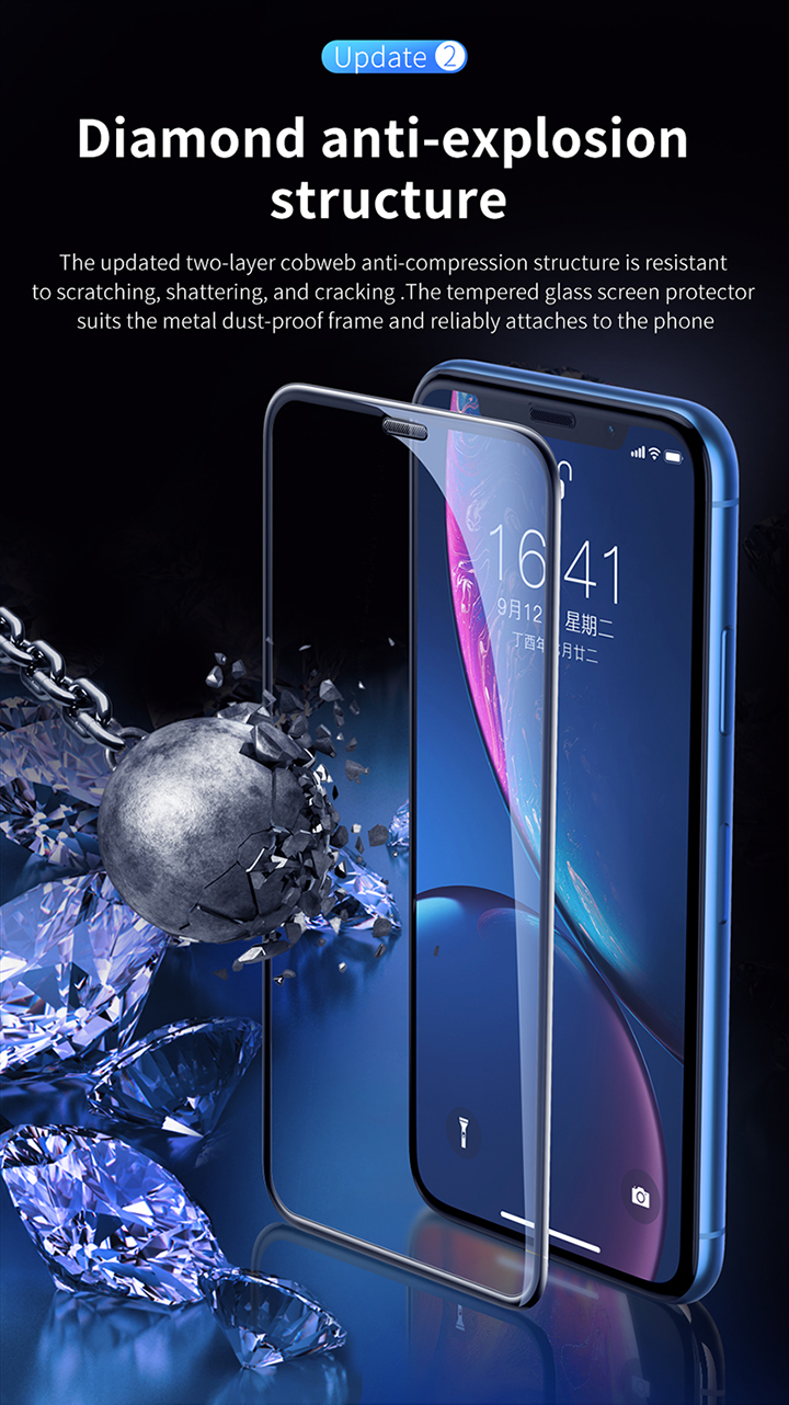 BASEUS for iPhone XR 6.1 inch Cellular Dust Prevention Tempered Glass Full Screen Protector - Black-5