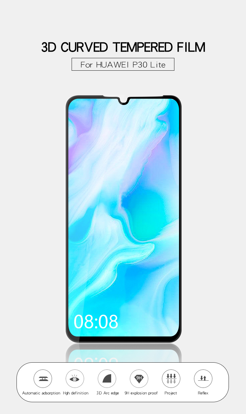 Мофи 3D Изогнутая Полноразмерная Стеклянная Пленка с Полным Размером Для Huawei P30 Lite/nova 4e/P30 Lite New Edition