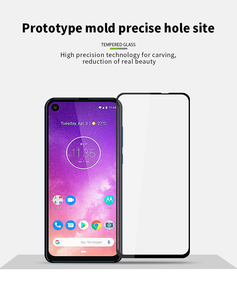 Pinwuyo Full Screen Tempered Glass Protector Film Anti-Explosion Für Motorola One Vision / P50