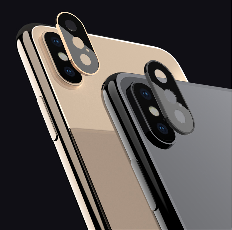 Metal Bumber + Protetor de Anel de Lente de Câmera de Vidro Temperado Para Iphone X 5,8 Polegadas - Preto