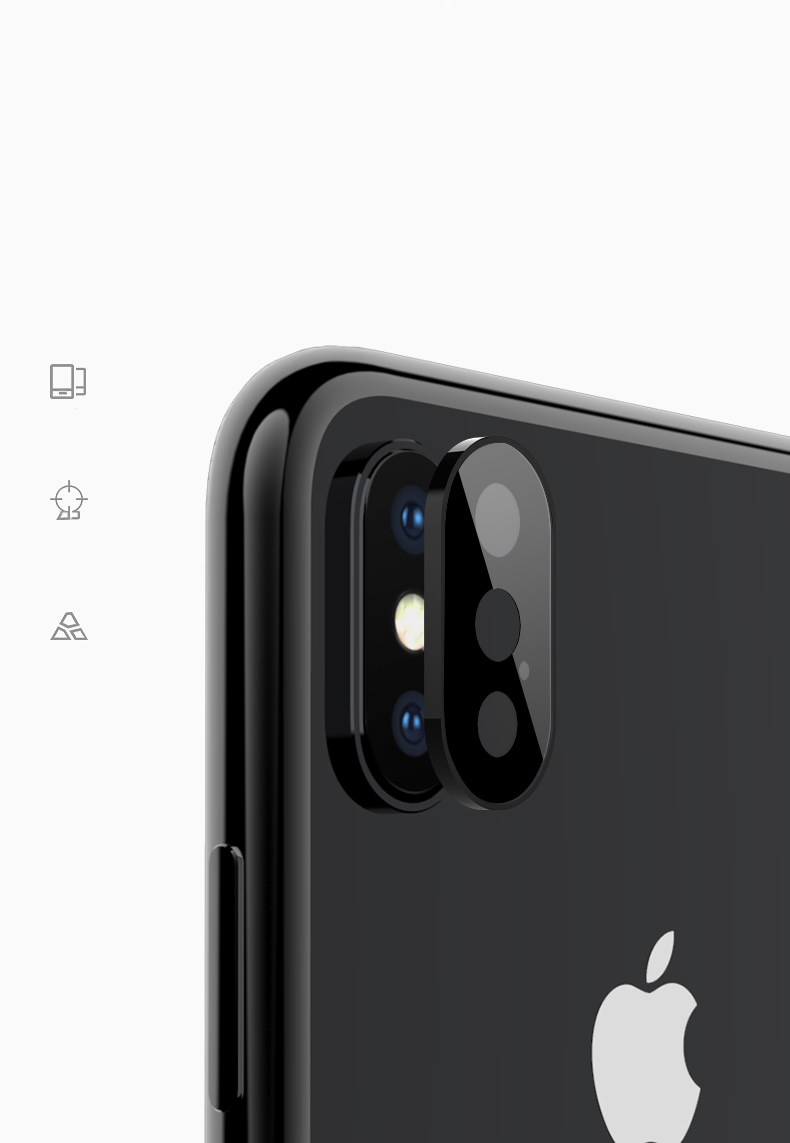 Metal Bumber + Protetor de Anel de Lente de Câmera de Vidro Temperado Para Iphone X 5,8 Polegadas - Preto