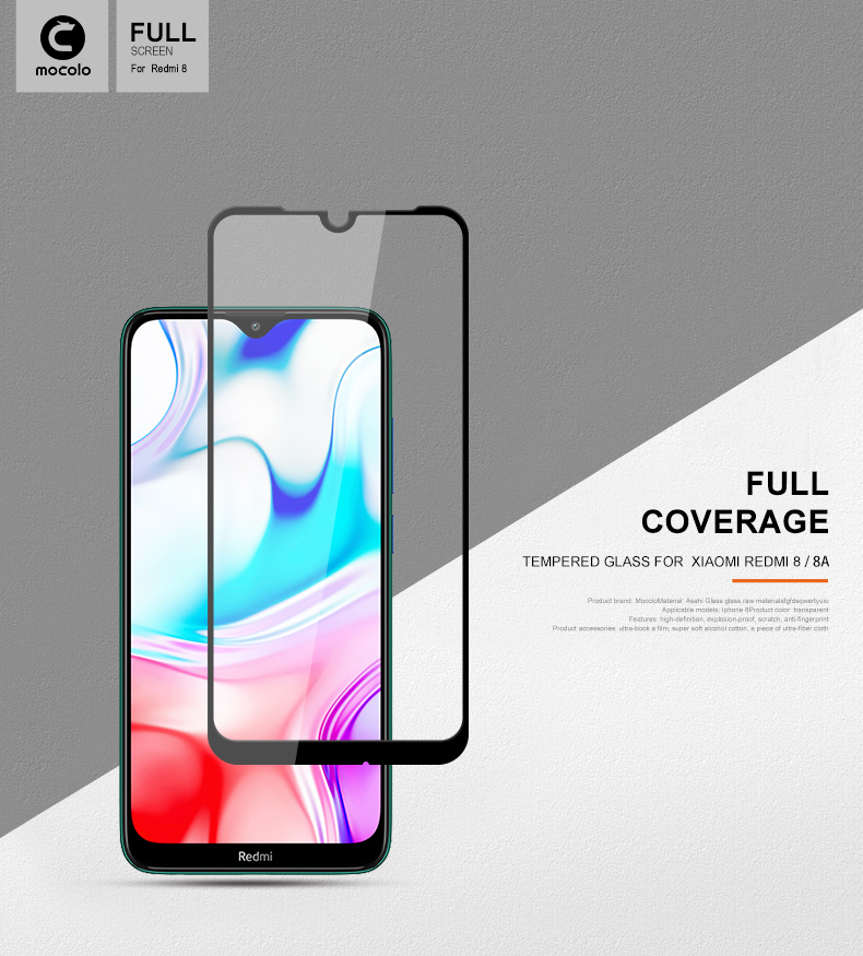 Mocolo Silk Cobertura Completa Cobertura HD Protector de Pantalla de Vidrio Templado Para Xiaomi Redmi 8a/redmi 8