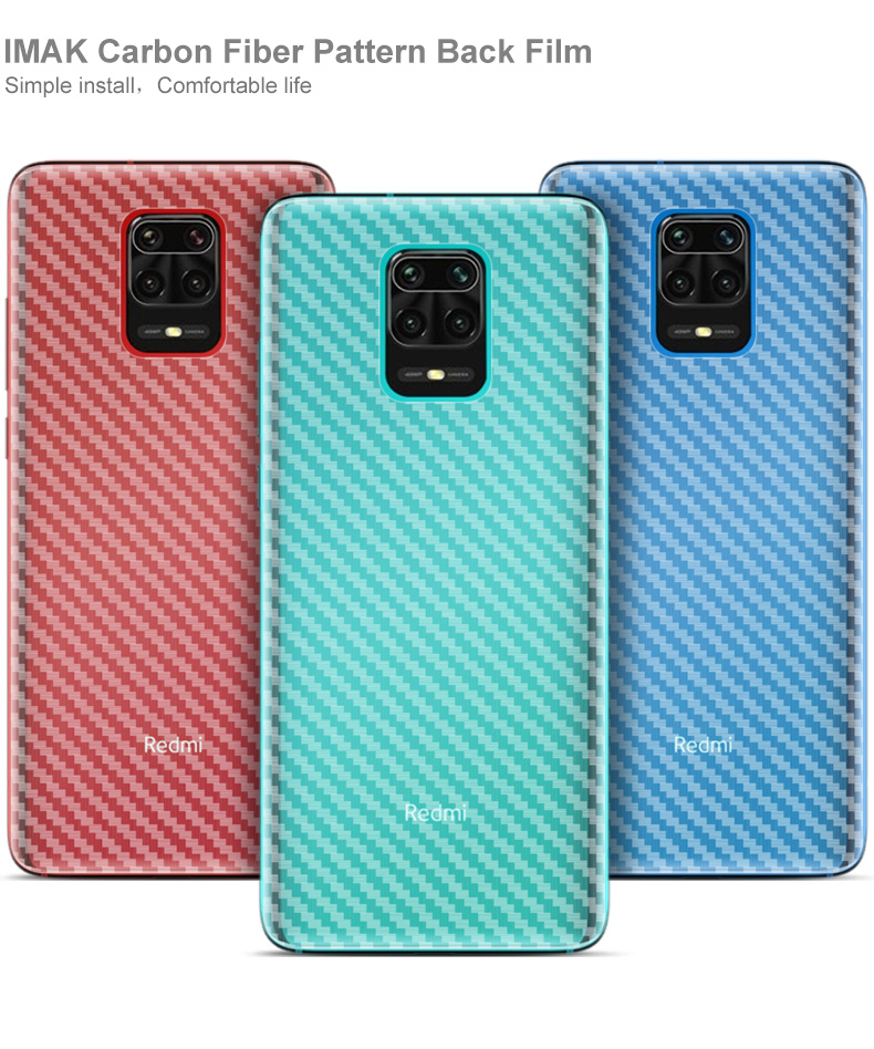 Texture en Fibre de Carbone Imak Protecteur de Dos Pvc Doux Pour Xiaomi Redmi Note 9 Pro