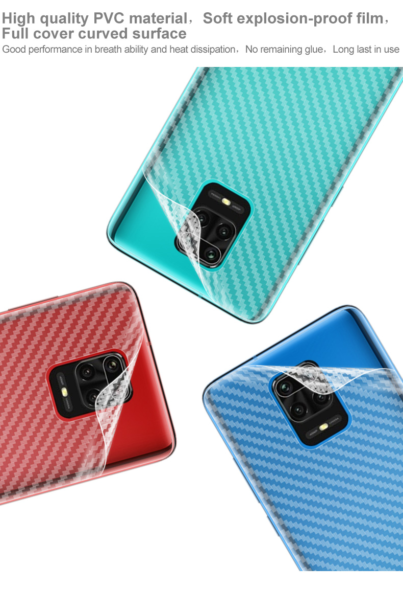 Textura de Fibra de Carbono Imak PVC PVC Back Protector Para Xiaomi Redmi Note 9 Pro