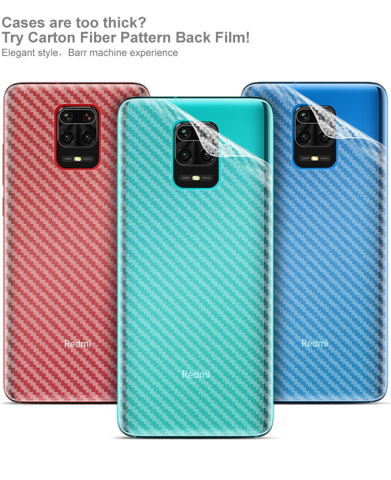 Texture en Fibre de Carbone Imak Protecteur de Dos Pvc Doux Pour Xiaomi Redmi Note 9 Pro