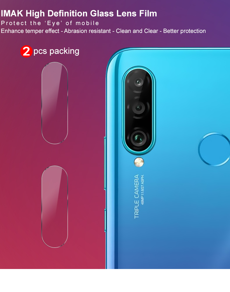 IMAK 2pcs/pack HD Glass Clear Camera Protector Per Huawei P30 Lite / Nova 4e