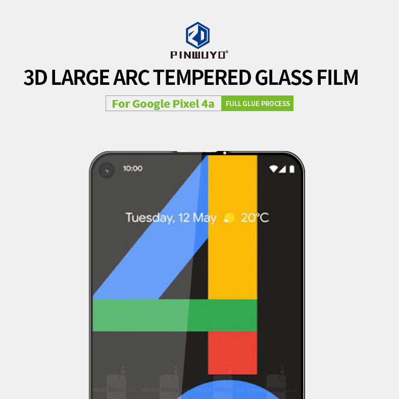 Pinwuyo 3D Curved Shattersproof [Anti-DactingPrint] Película De Pantalla Completa De Vidrio Templado (pegamento Completo) Para Google Pixel 4A