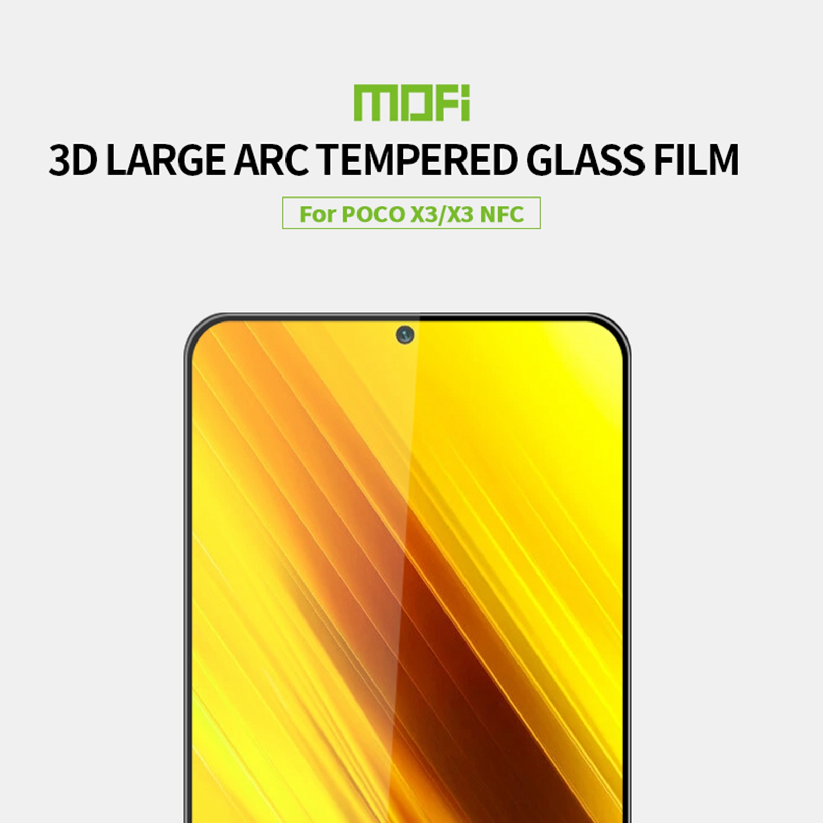 Película Protectora Completa De La Pantalla De Cristal Templado Curvada De MOFI 3D (pegamento Completo) Para Xiaomi POCO X3 / X3 NFC