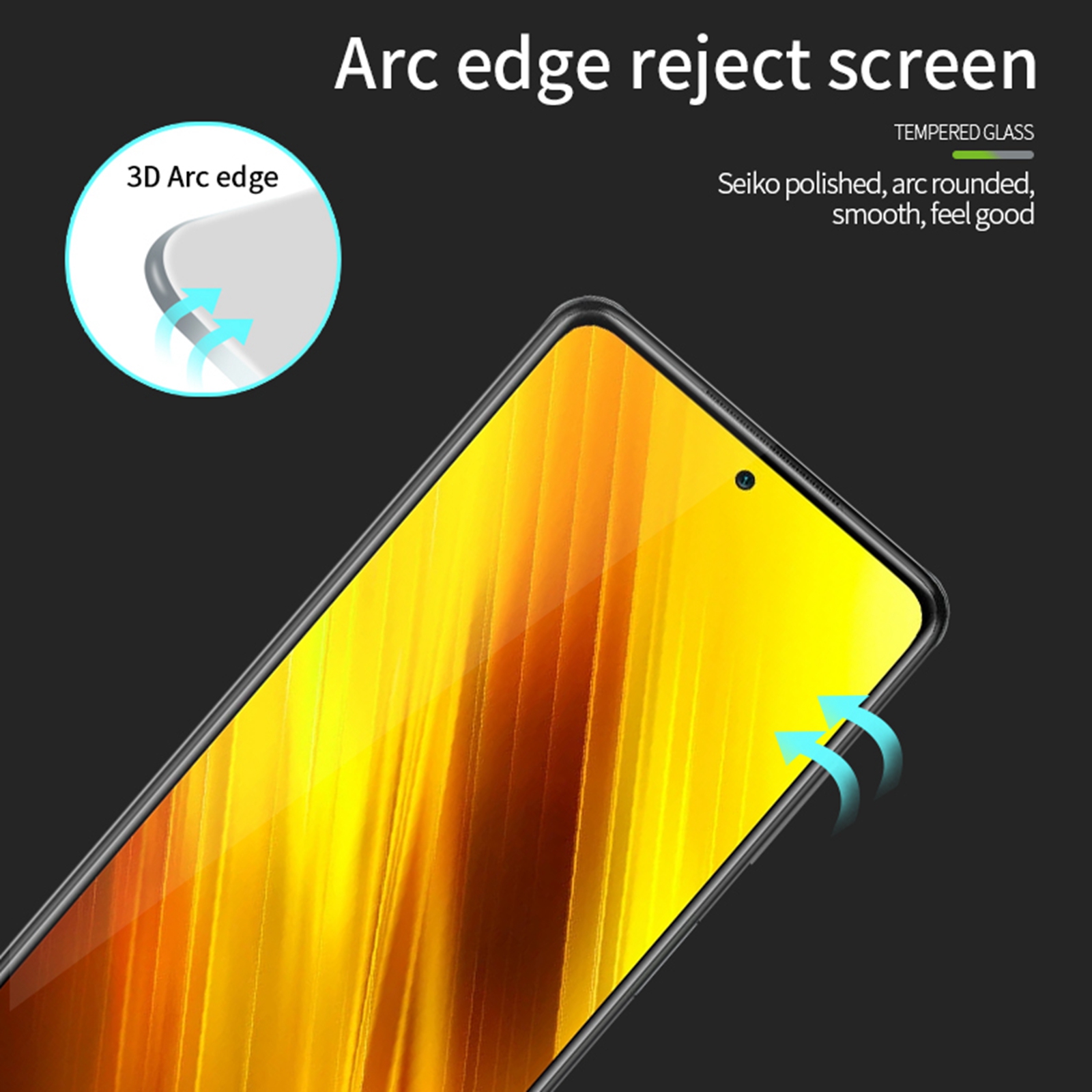 Mofi 3D Curved Glass Temperato Pellicola Protettiva A Schermo Intero (Colla Intera) Per Xiaomi Poco X3 / X3 NFC