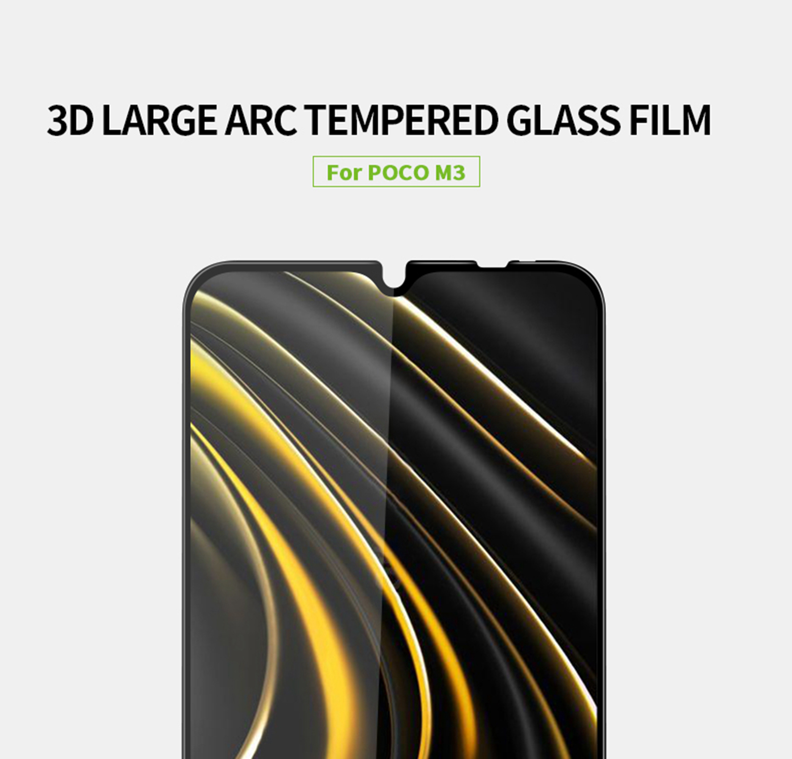 MOFI 3D Gebogene Anti-explosion Temperierte Gla-screen Guard-film [vollkleber] Für Xiaomi Poco M3