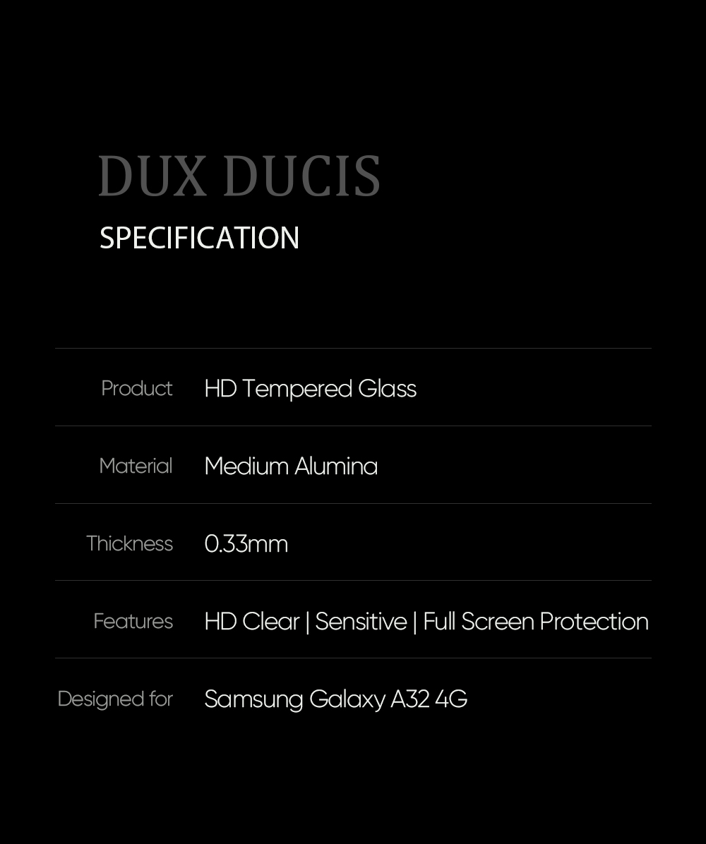 Dux Ducis Für Samsung Galaxy A32 4G (EU -version) Temperiertes Glas High Definition Ultra Clear Screen Film (9D) [vollkleber]