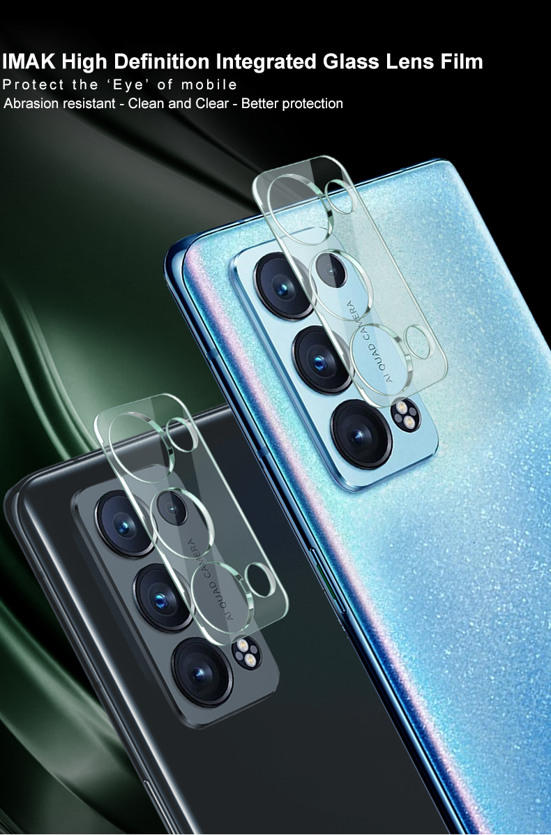 Capas de Cámara Trasera Anti-burbuja de Vidrio Templado IMAK + Cap de Lente Acrílica Para Lentes Acrílicos Para Oppo Reno6 Pro + 5G