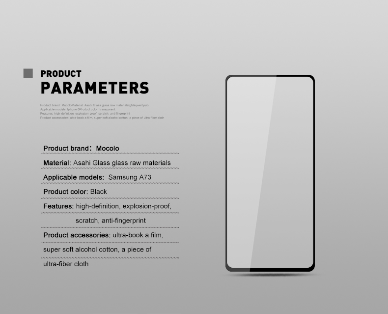 Mocolo HD Clear Anti-oil Arc Design Complet Recouvrement Complet Film D'écran en Verre Trempé de la Soie à Colle Complète Pour Samsung Galaxy A73 5G - le Noir