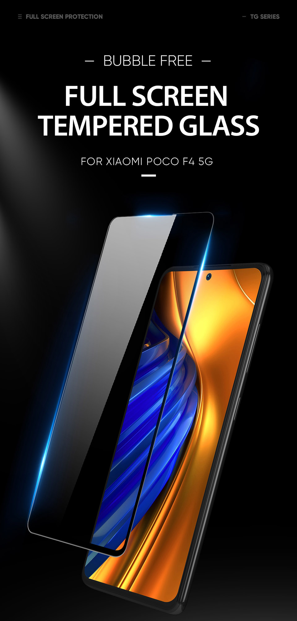 DUX DUCIS for Xiaomi Poco F4 5G / Redmi K40S 5G Anti-fingerprint Medium Alumina Tempered Glass Screen Protector Full Glue 0.33mm Anti-explosion Complete Covering 9D Film-1