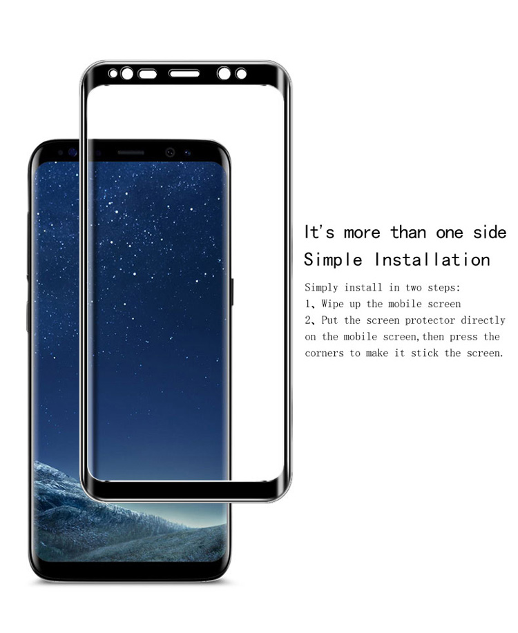 Имак 3D Изогнутый Полное Покрытие Защищенного Стеклянного Экрана Для Samsung Galaxy S8 SM-G950 - Черный