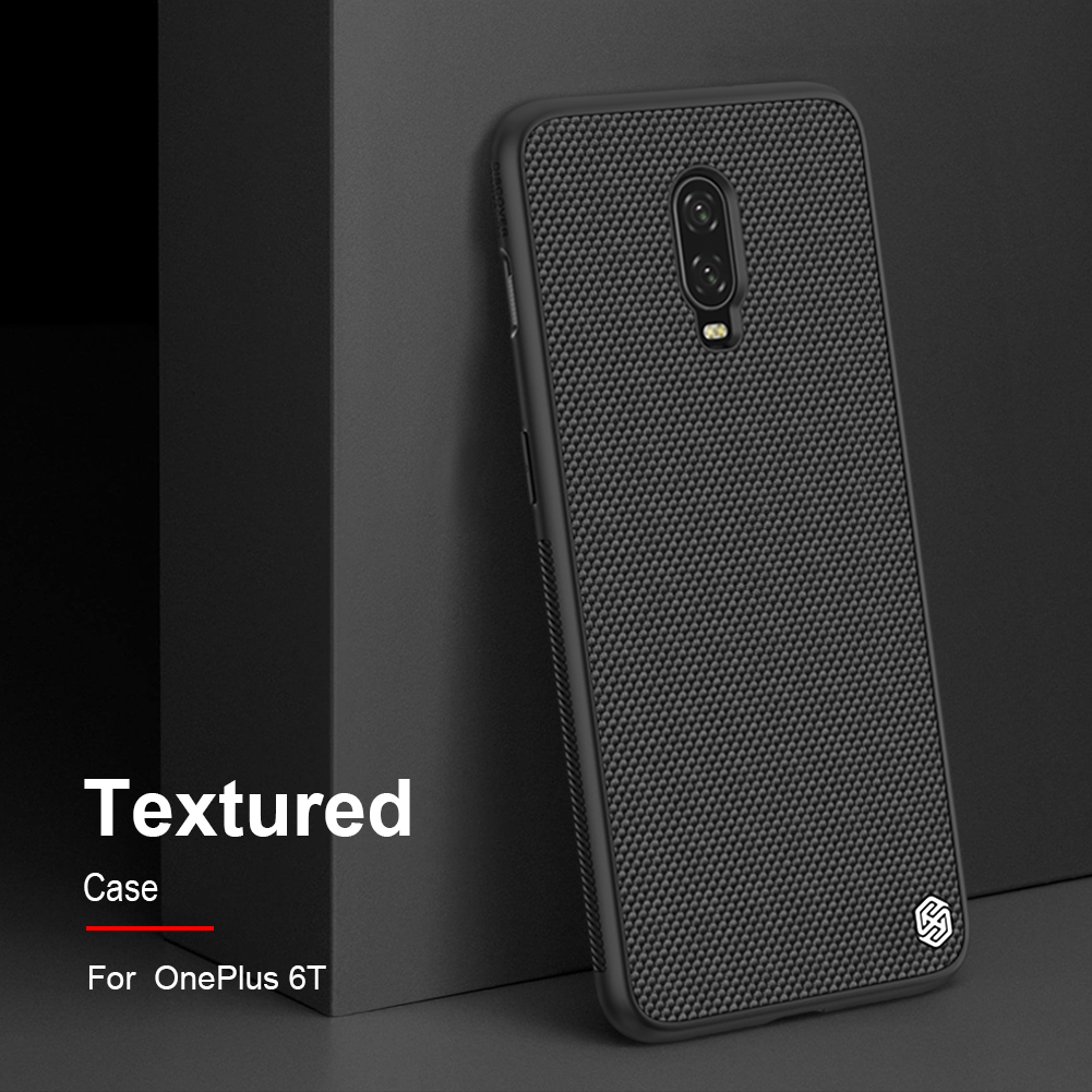 Nillkin Strukturiertes Anti-fingerabdruck-pc TPU Hybrid-mobilfunkkoffer Für OnePlus 6T - Schwarz