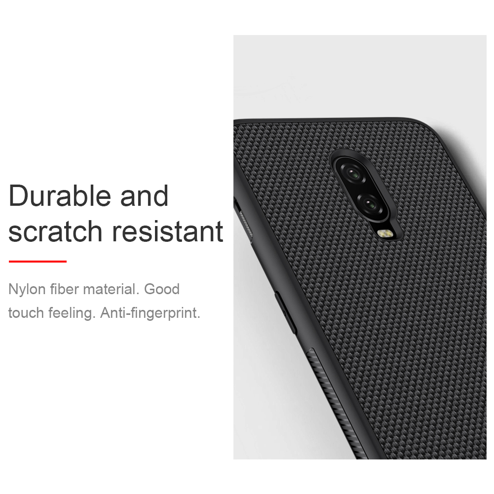 Nillkin Strukturiertes Anti-fingerabdruck-pc TPU Hybrid-mobilfunkkoffer Für OnePlus 6T - Schwarz