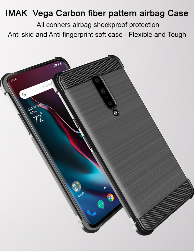 Case de Bolsa de Aire Imak Vega Carbon Fiber Cepillado TPU TPU Cáscara Para OnePlus 7 Pro