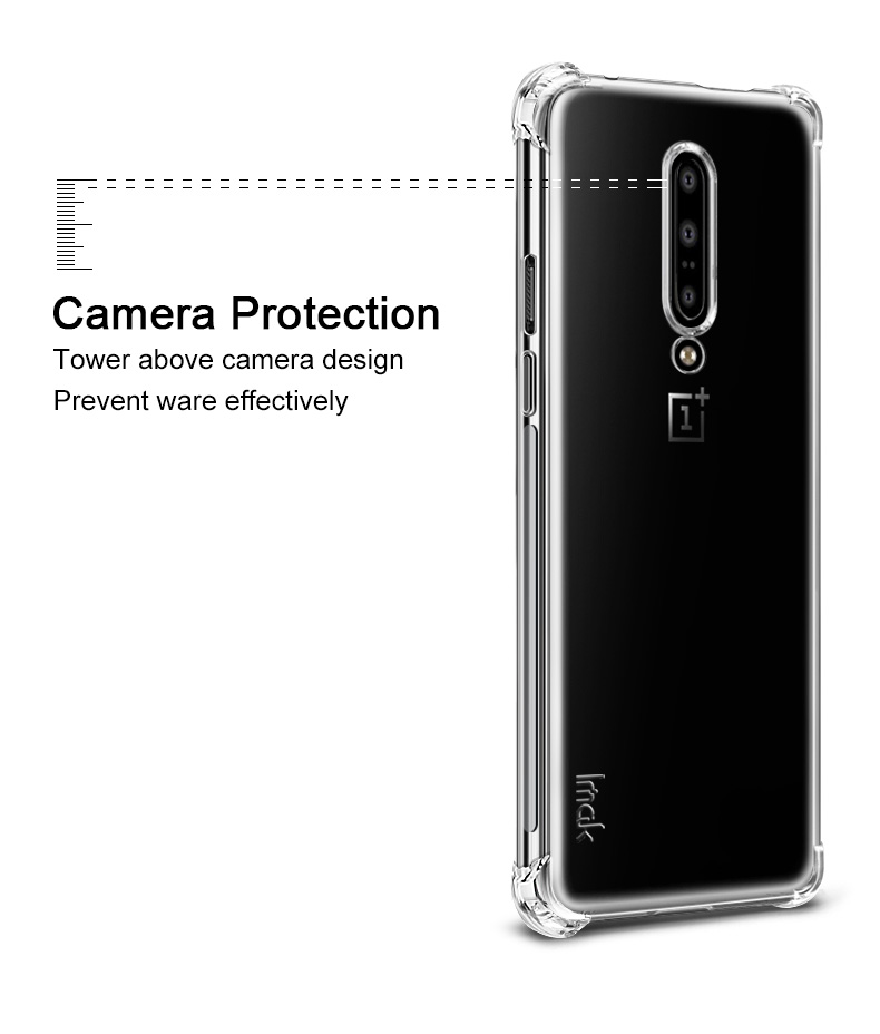 IMAK Airbag Soft Soft Soft TPU Case Para OnePlus 7 Pro - Preto Fosco