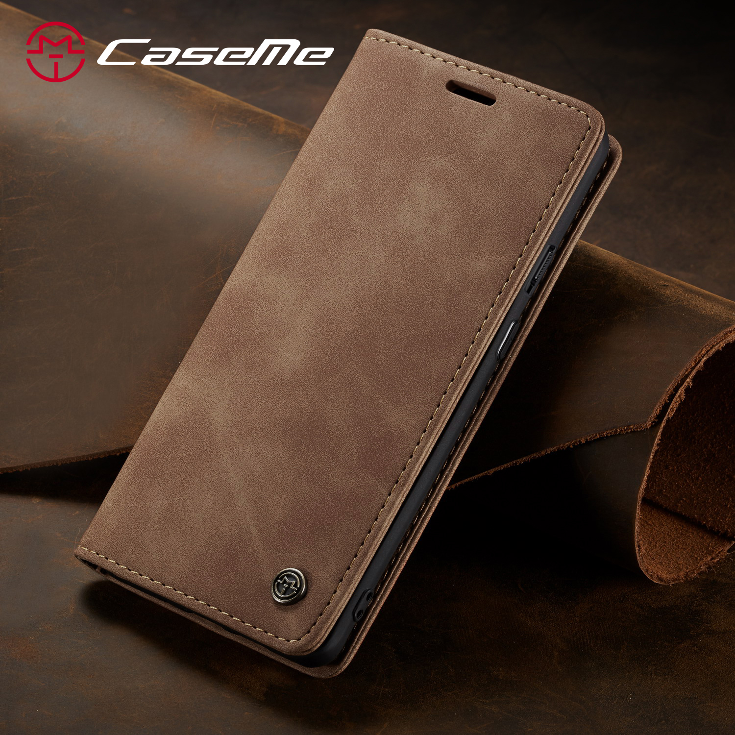 Caseme 013-Serie Für OnePlus 7 Pro Auto-absorbierte Wallet-Stand-PU-Leder-Telefonabdeckung - Schwarz