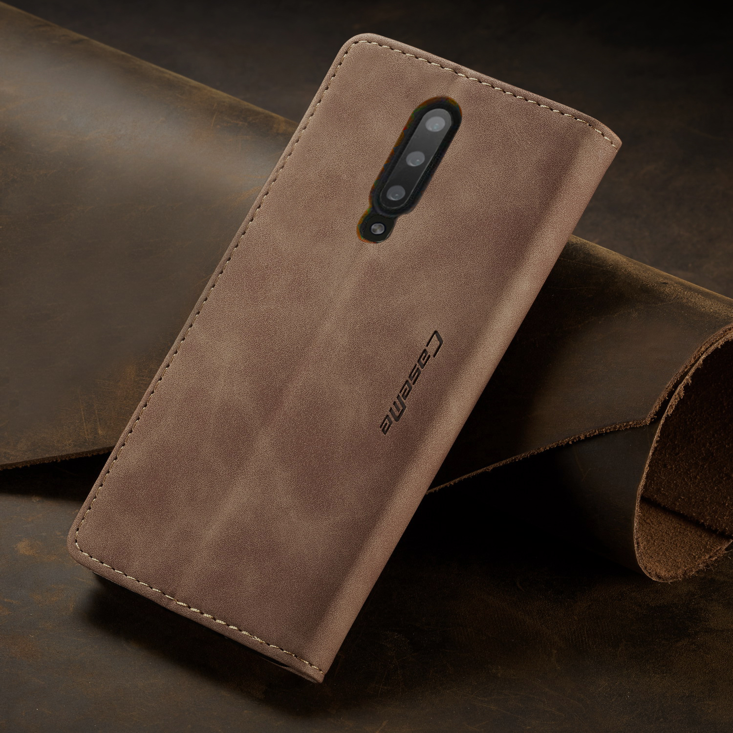 Caseme 013-Serie Für OnePlus 7 Pro Auto-absorbierte Wallet-Stand-PU-Leder-Telefonabdeckung - Schwarz