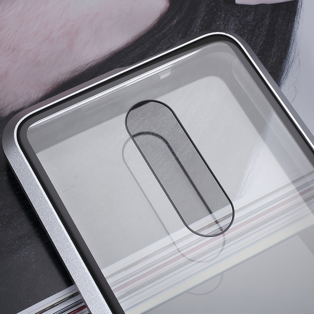 Quadro De Metal Magnético Destacável + Vidro Temperado De 360 graus Capa Protetora Phone Case Para Oneplus 7 Pro - Prata-2