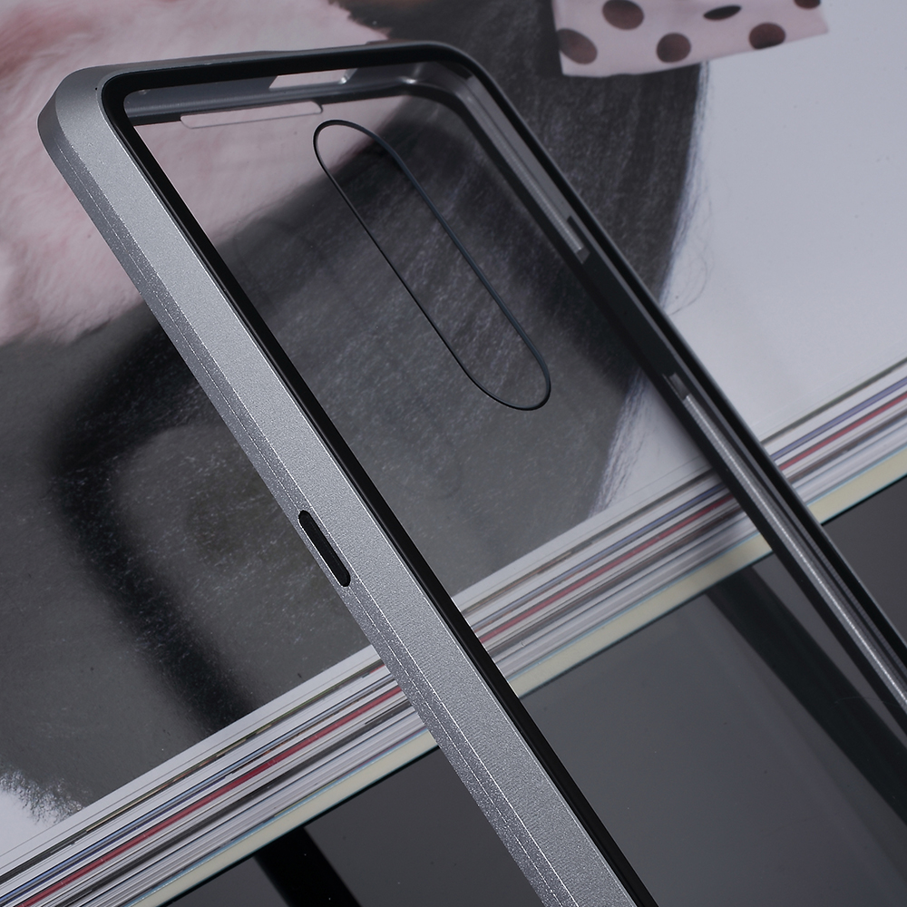 Quadro De Metal Magnético Destacável + Vidro Temperado De 360 graus Capa Protetora Phone Case Para Oneplus 7 Pro - Prata-4