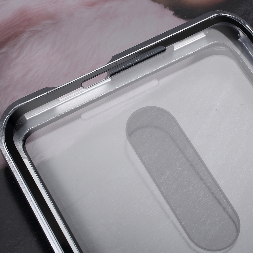 Quadro De Metal Magnético Destacável + Vidro Temperado De 360 graus Capa Protetora Phone Case Para Oneplus 7 Pro - Prata-7