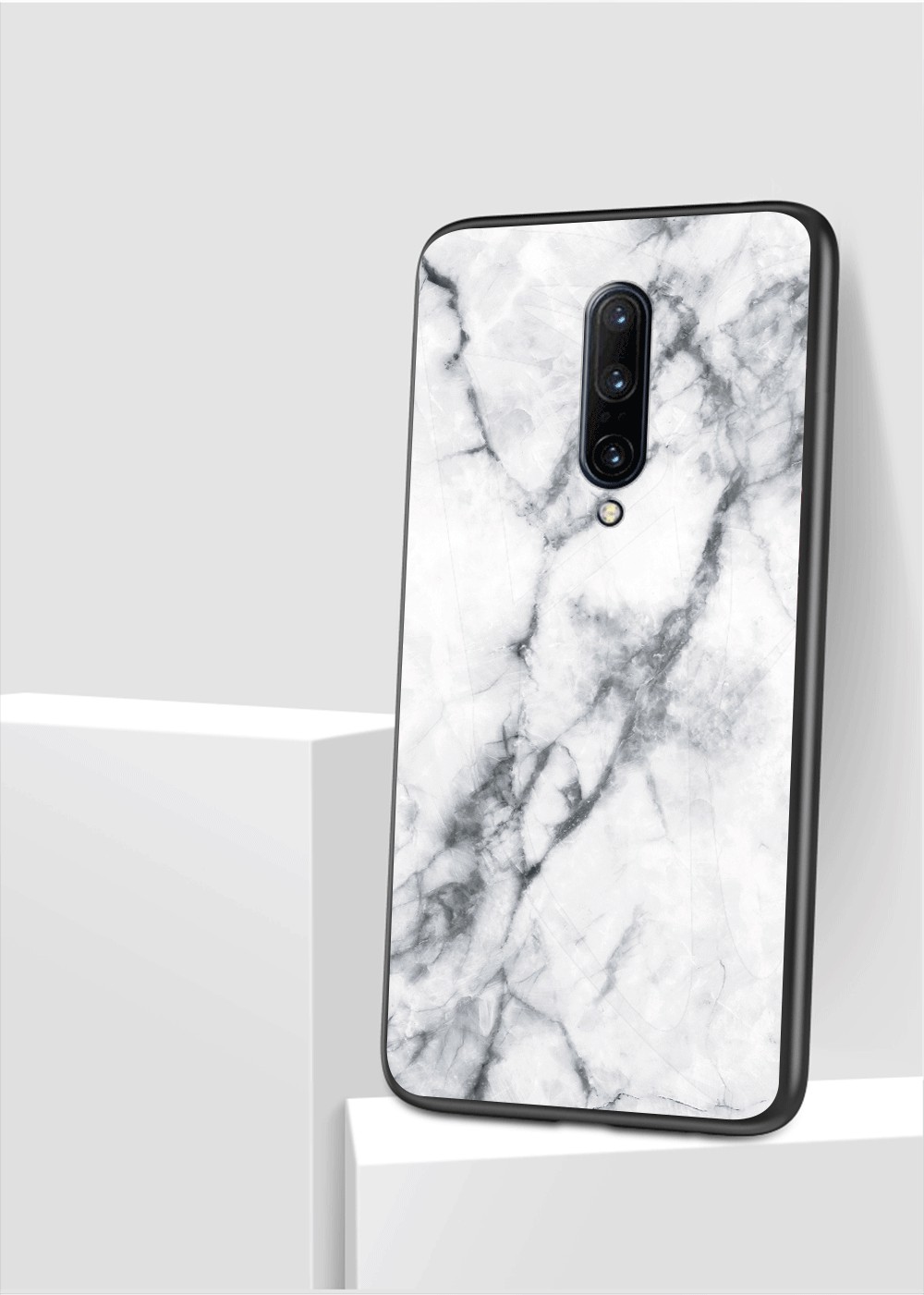 Marmorhaut Temperiertes Glas + PC + TPU -schale Für OnePlus 7 Pro - Smaragd