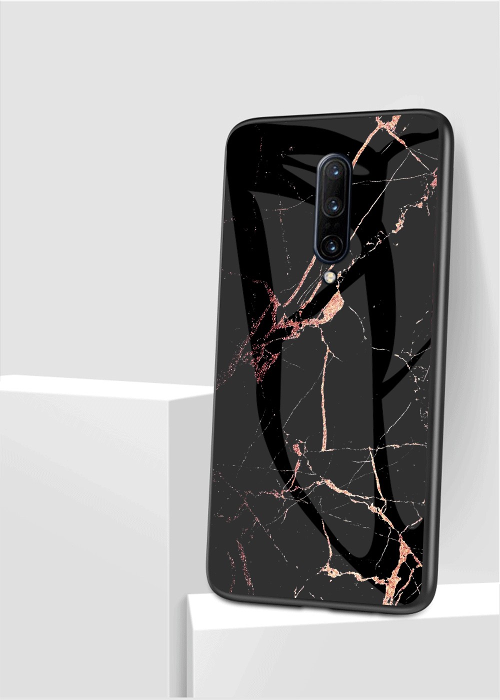 Vidrio Templado de Piel de Mármol + PC + TPU Shell Para OnePlus 7 Pro - Esmeralda