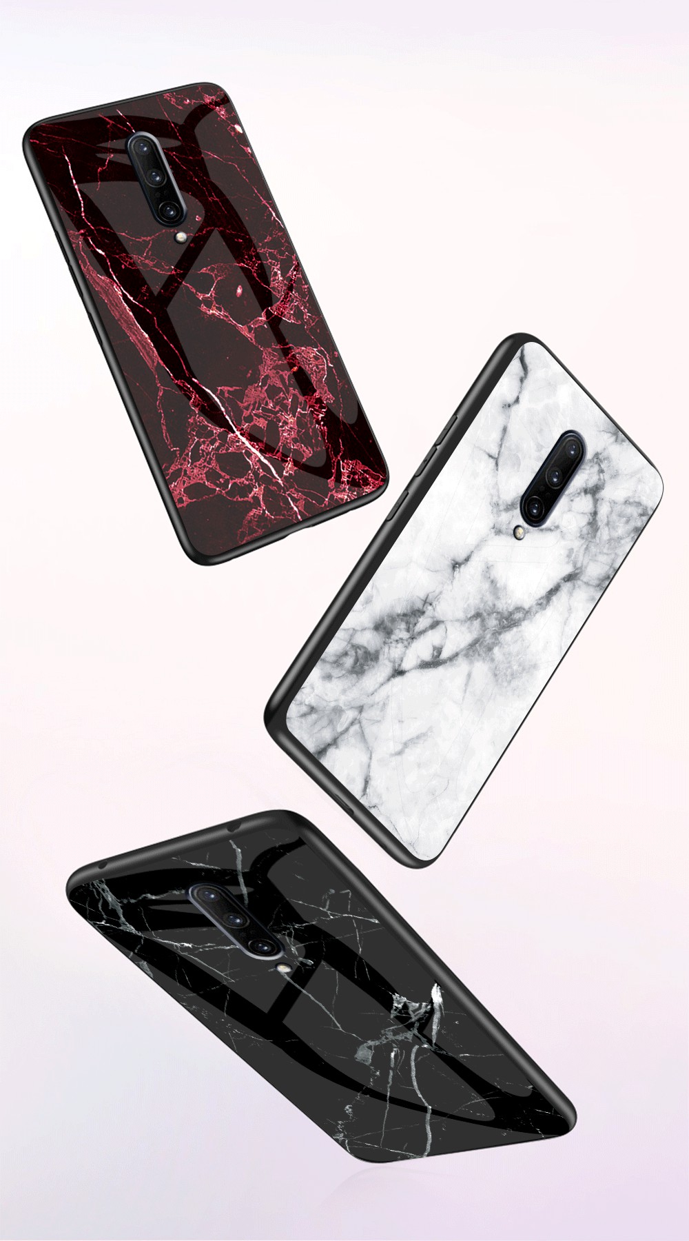 Marmorhaut Temperiertes Glas + PC + TPU -schale Für OnePlus 7 Pro - Smaragd