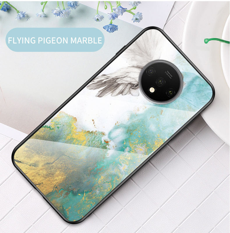 Marmomome Grainmelter Glasse PC + TPU Mobiles Gehäuse Für OnePlus 7t - Smaragd