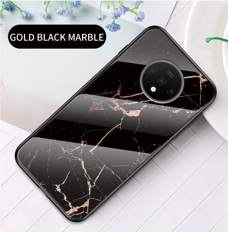 Marmomome Grainmelter Glasse PC + TPU Mobiles Gehäuse Für OnePlus 7t - Smaragd