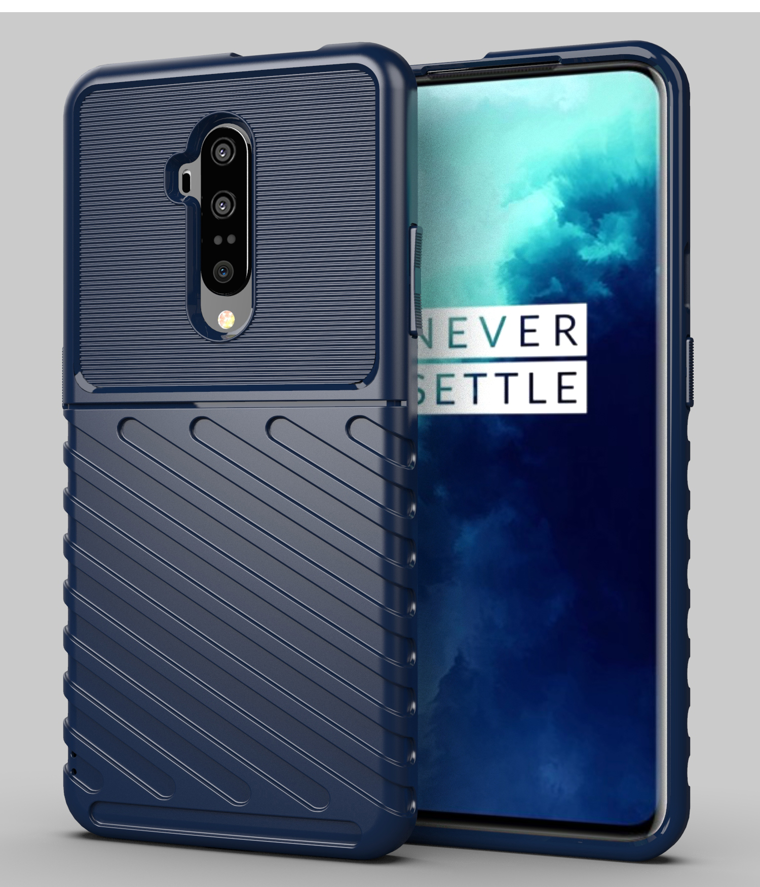 Thunder -serie Twill Textur Soft TPU Back -schutzhülle Für OnePlus 7t Pro - Schwarz