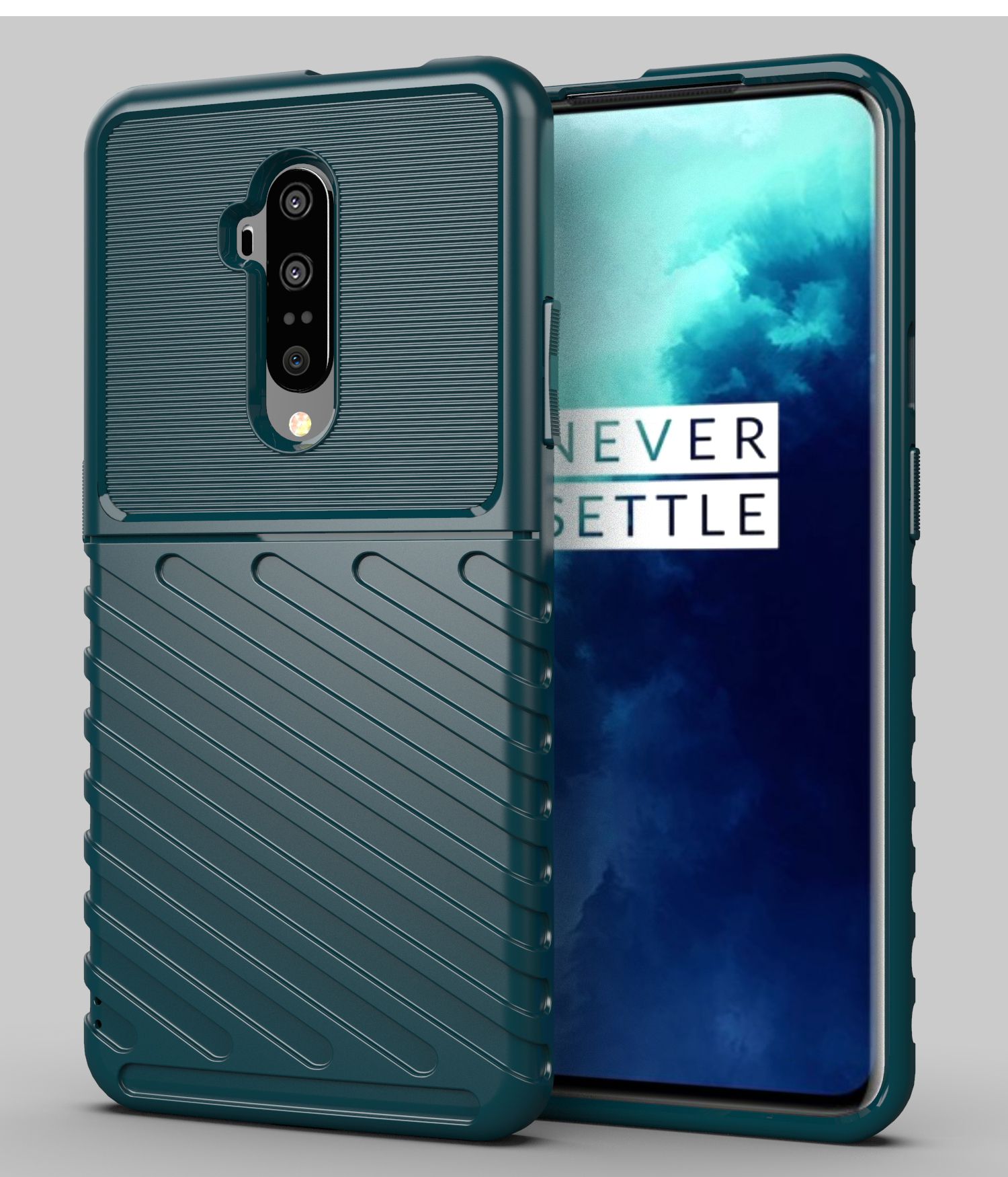 Гром Серия Серии Twill Twill Soft TPU Защитный Корпус Для OnePlus 7t Pro - Черный