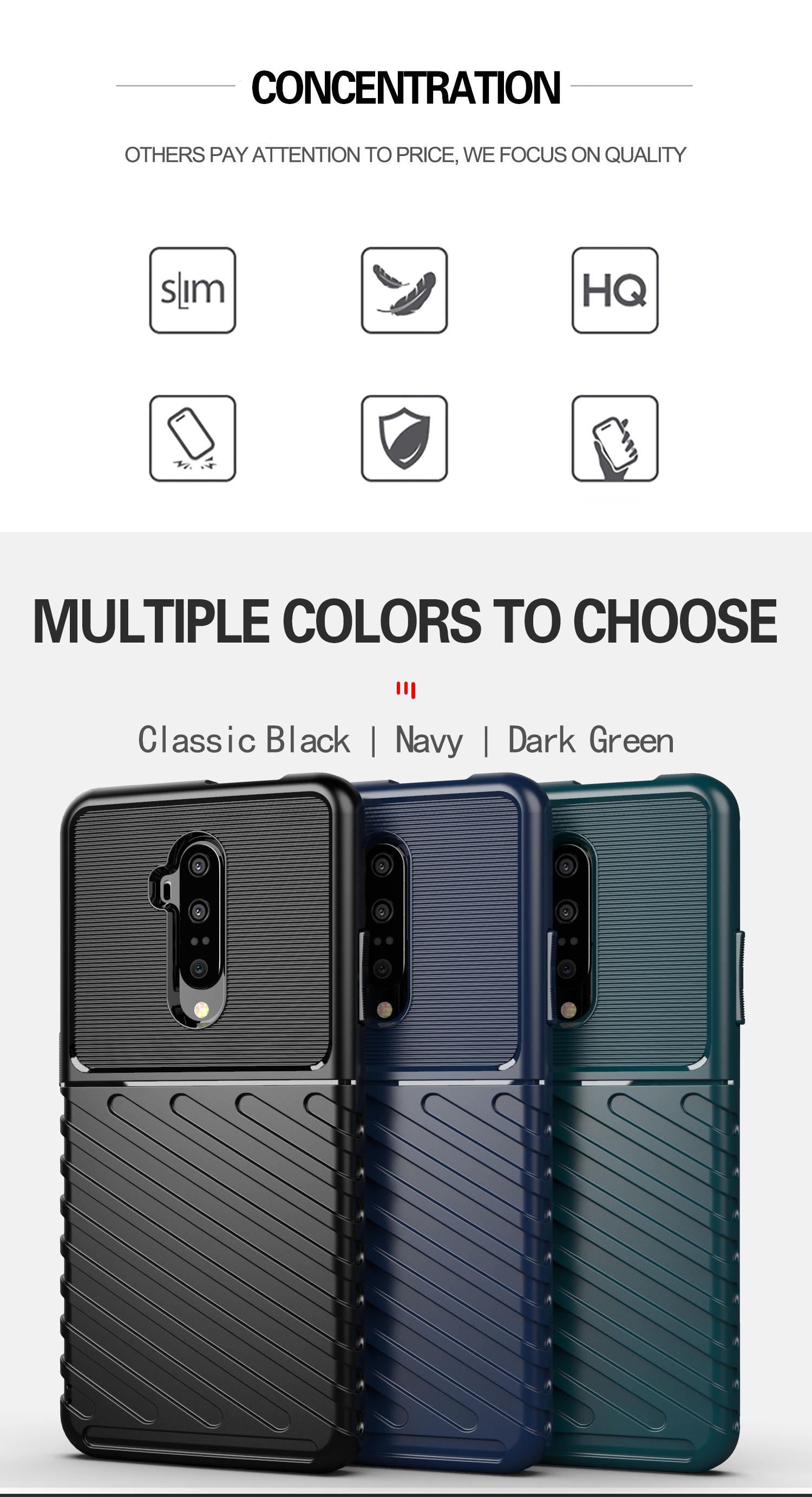 Texture Textre Texture Tpus TPU Soft TPU Back Back Protective Pour OnePlus 7T Pro - le Noir