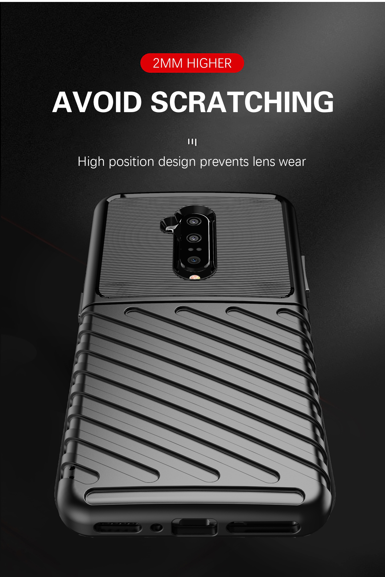 Texture Textre Texture Tpus TPU Soft TPU Back Back Protective Pour OnePlus 7T Pro - le Noir