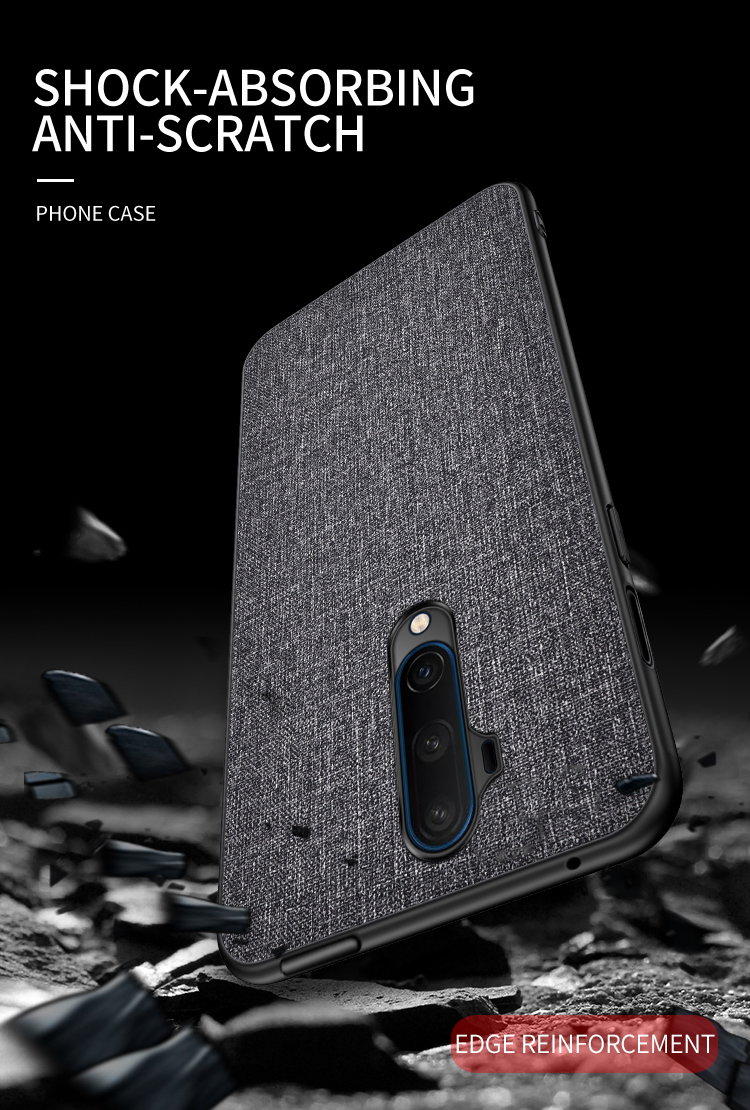 Per Una Texture in Stoffa PC + TPU Per Texture OnePlus 7T PC + Custodia Per Telefono Cellulare - Nero