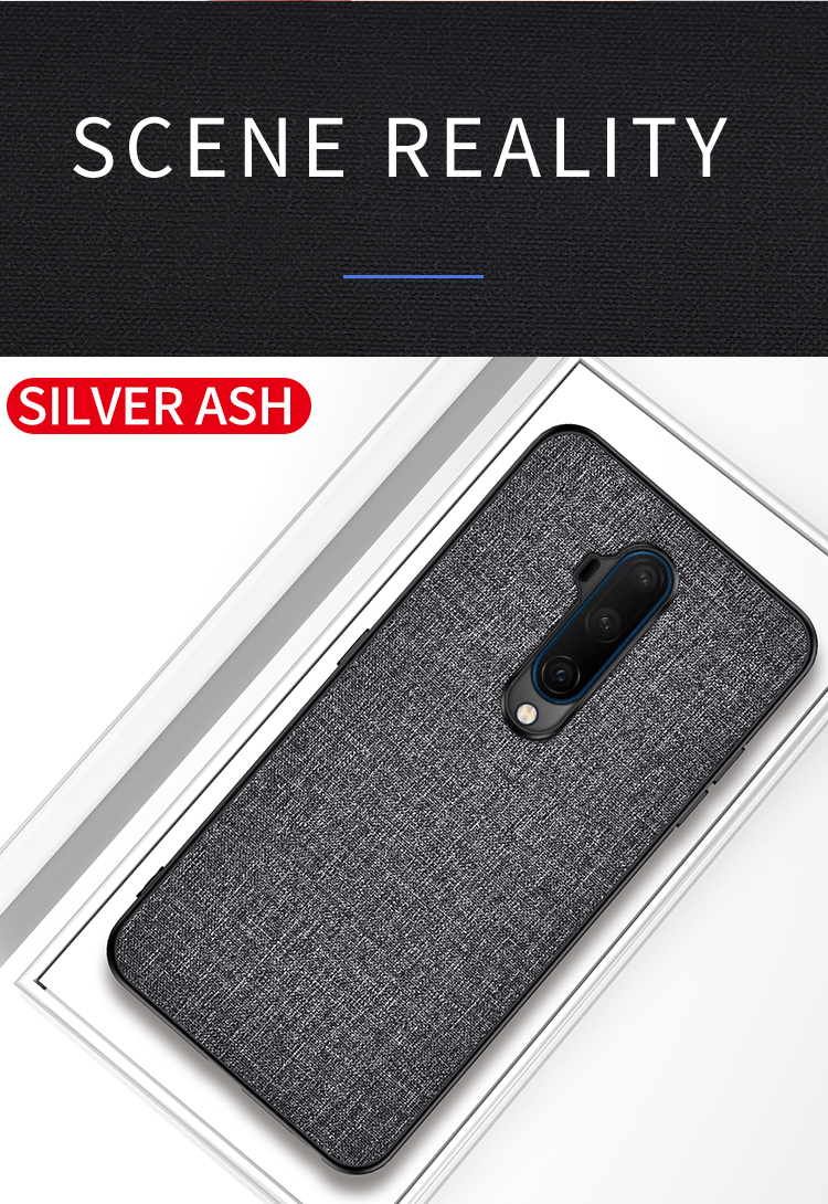 Para OnePlus 7T Pro Pan Ploth Texture PC + TPU Combo Celular Case - Preto