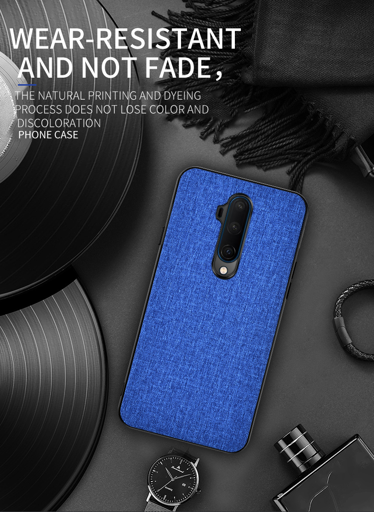 Para OnePlus 7T Pro Pan Ploth Texture PC + TPU Combo Celular Case - Preto