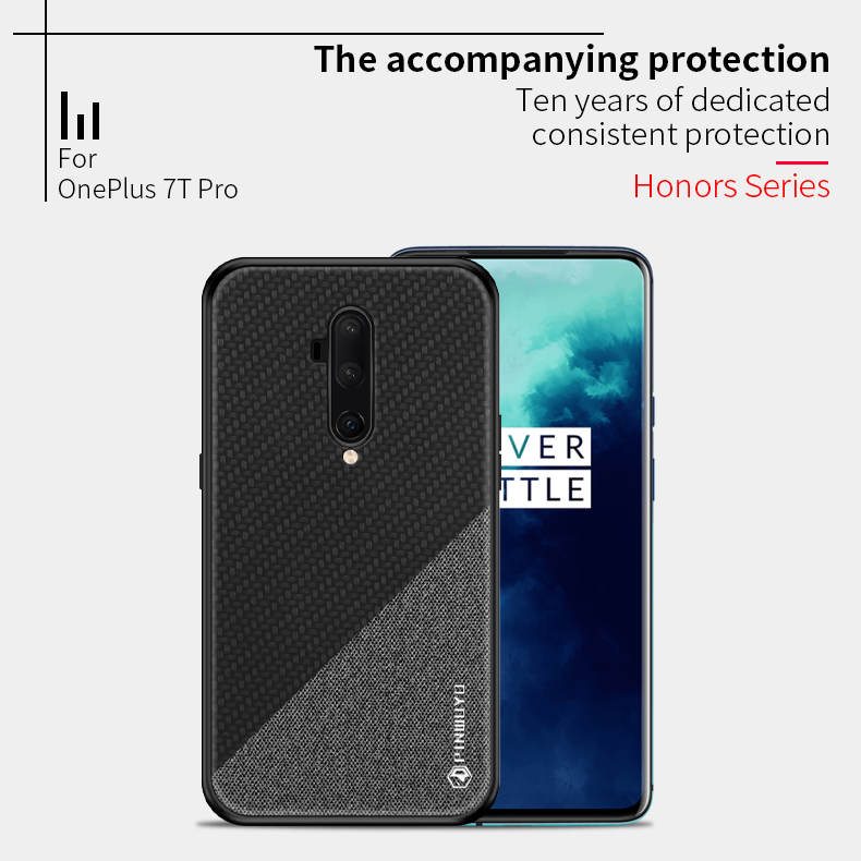 Pinwuyo Honor -serie PU Leder Beschichtetes PC + TPU -combo -hülle Für OnePlus 7t Pro - Schwarz