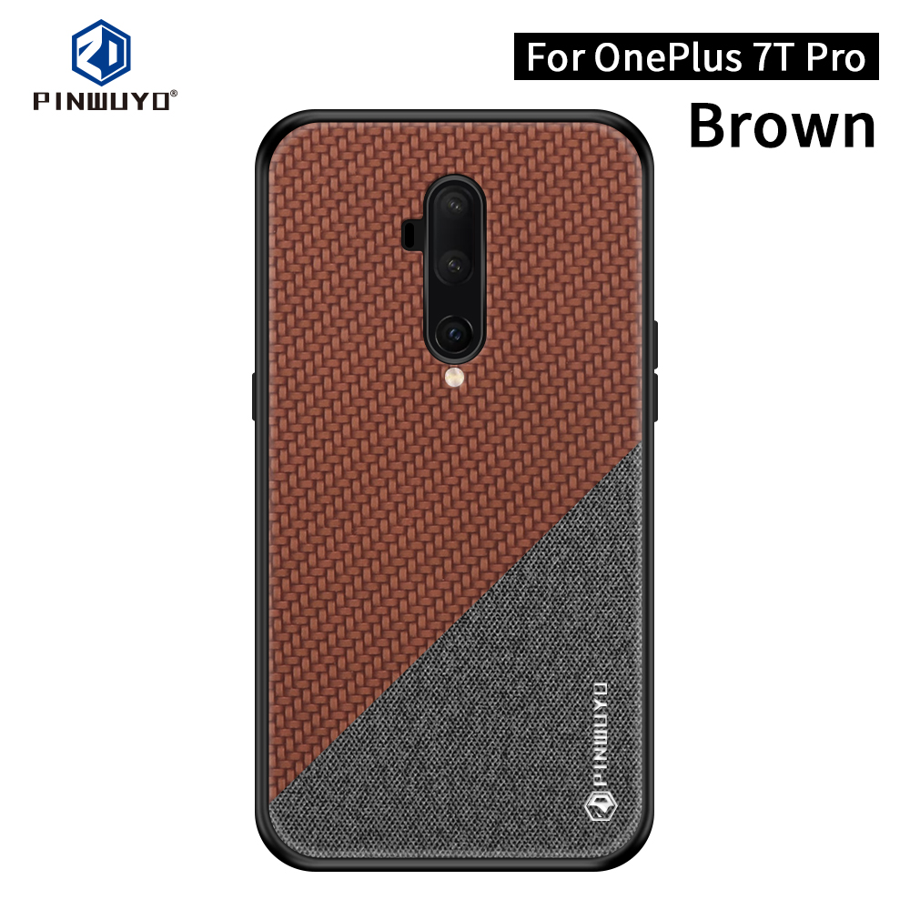 Pinwuyo Honor -serie PU Leder Beschichtetes PC + TPU -combo -hülle Für OnePlus 7t Pro - Schwarz