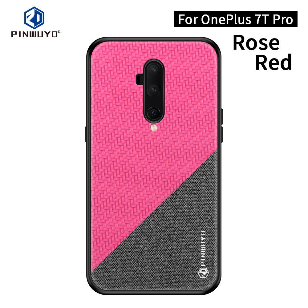 Pinwuyo Honor Series PU Coated PC + TPU Combo Case Para OnePlus 7T Pro - Preto