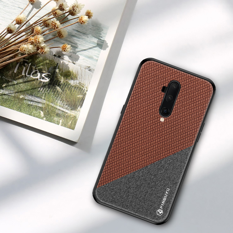 Pinwuyo Honor -serie PU Leder Beschichtetes PC + TPU -combo -hülle Für OnePlus 7t Pro - Schwarz