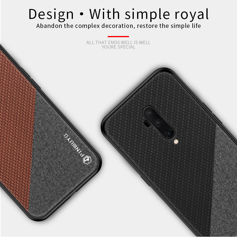 Pinwuyo Honor Series PU Coated PC + TPU Combo Case Para OnePlus 7T Pro - Preto