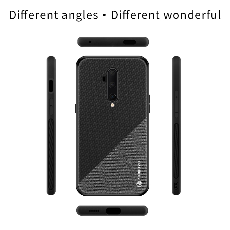 Pinwuyo Honor Series PU Cool Coated PC + TPU Combo Combo Para OnePlus 7T Pro - Negro