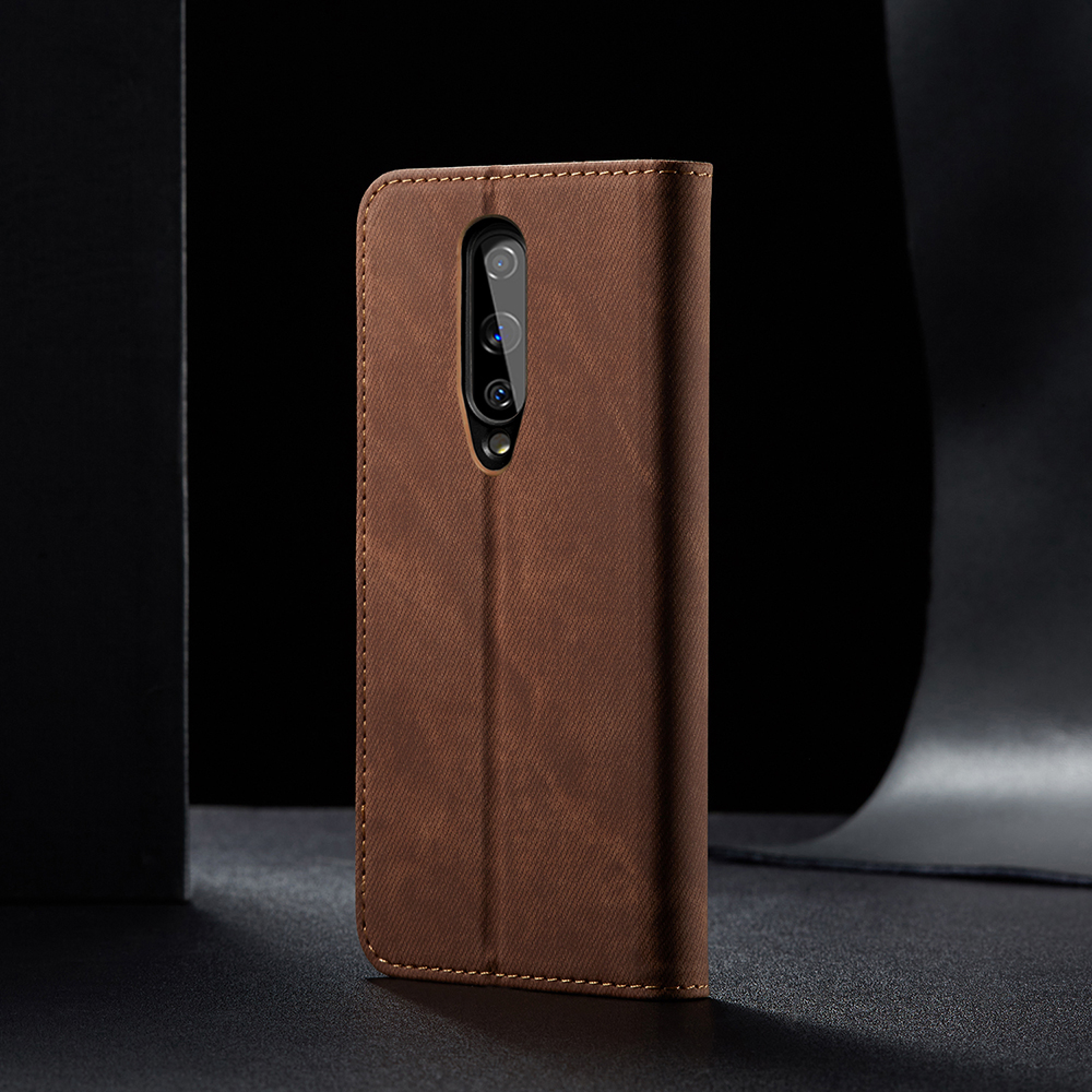 Vintage-Stil Jeans-Tuch-Textur-Wallet-Flip-Leder-Telefon-Fall Für OnePlus 8 - Schwarz